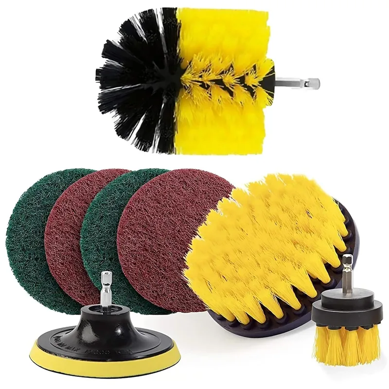 8 Pcs Power Drill Scrubber Brush Kit – All Purpose Cleaning Brushes & Pads for Bathroom, Grout, Kitchen, Tub, Tile, Pool, Car,