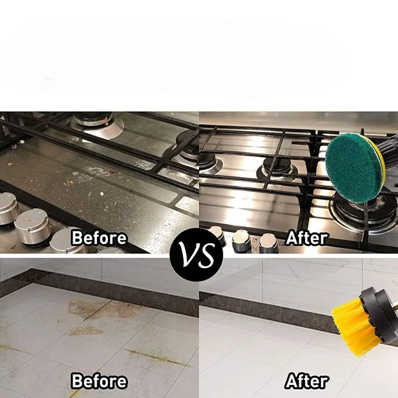 8 Pcs Power Drill Scrubber Brush Kit – All Purpose Cleaning Brushes & Pads for Bathroom, Grout, Kitchen, Tub, Tile, Pool, Car,